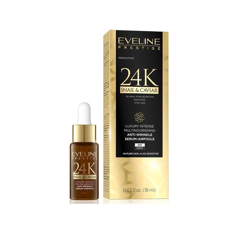 (에블린 코스메틱)에블린 24K 골드 스네일캐비아 안티 링클 세럼-앰플 18ml Evelyn