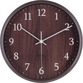 Fuji Boeki Harris 29359 Wall Clock, Width 9.8 x Depth 1.6 x Height 9.8 inches (25 x 4 x 25 cm), Brown, Quiet, Continuous Second Hand,