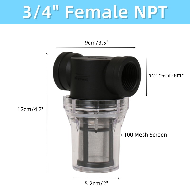 Liebemode 3/4" Female NPT Inline Strainer with 100 Mesh Stainless