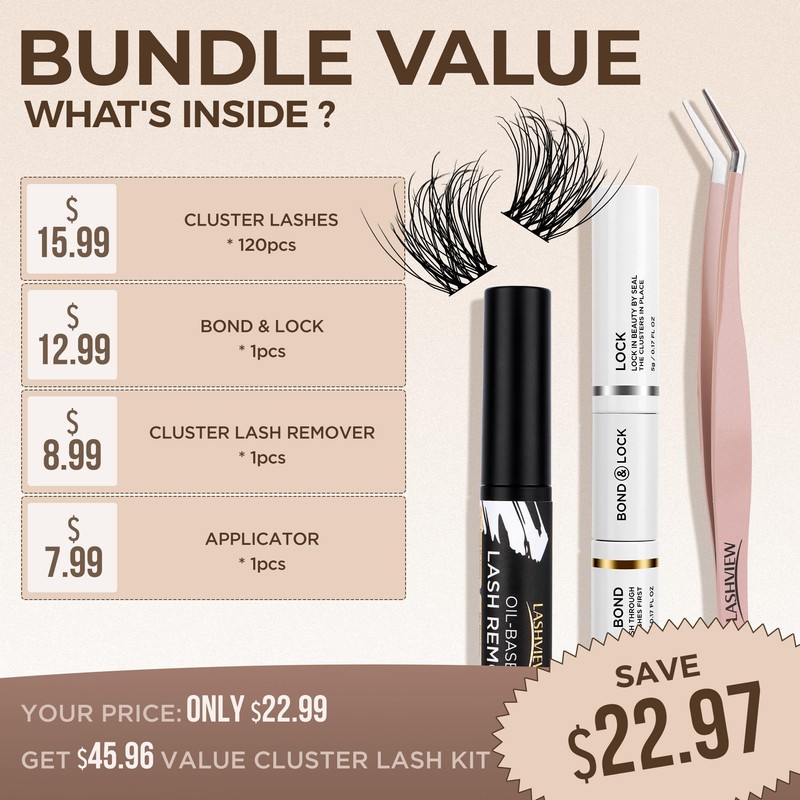 LASHVIEW Diy Eyelash Extension Kit, DIY Cluster Lashes, 10-16mm Multilayered