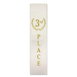 RibbonsNow 3rd Place (White) Ribbons - 100 Economical Flat Style Ribbons (No Card & String)