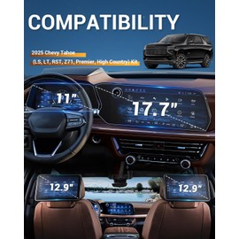 4Pack 2025 Tahoe Anti Glare Screen Protector Matte for 2025 Chevy Tahoe (LS, LT, RST, Z71, Premier, High Country) 17.7" Main & 11" Dash & 12.6" Rear Media Screen Cover Saver Anti-Fingerprint Accessory