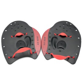 EXCEREY Silica Gel Swimming Gloves Webbed Aquatic Training Water Resistance Fitness Paddle Aerobics for Men Women (Red, Size M)