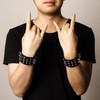 Eigso Pack of 2 Punk Gothic Bracelets with Soft PU