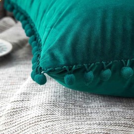 Velvet Luxury Pillow Cushion Cover Home Decor bedroom deb sofa chair unique gift present livingroom kitchen square rectangular 30 x 50cm 45 x 45cm (Green Teal 30x50cm)