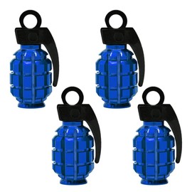 Tire Air Valve Caps, Valve Stem Covers for Cars, Bicycles and Motorcycles, Chrome Color - Pack of 4 (Blue)