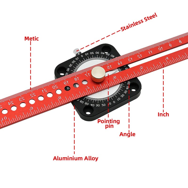Compass Scriber 360° Aluminum Alloy Dual Scale Ruler Scribing Tool