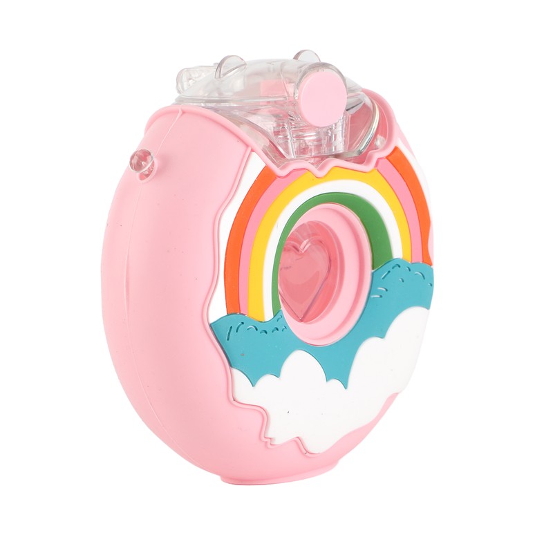 Cartoon Rainbow Donuts Water Bottle for Kids 380ml Silicone Portable