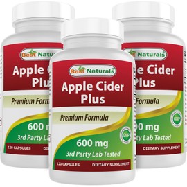Best Naturals Apple Cider Vinegar Plus 600 Mg 120 Capsules - Vinegar Capsules for Healthier Digestion, Cleanse Body Naturally (Pack of 3)