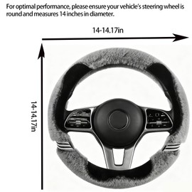 Universual Fluffy Fur Soft Fuzzy Steering Wheel Cover Leather Women Men Pink Sporty Cute 14 inch Car Accessories Non-Slip Decoration