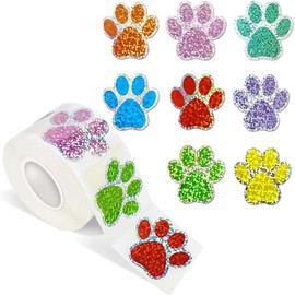 Abon Abon Reward Stickers Paw Glitter Cute 【500 pieces】Colorful with Lovely Expressions Gift Stickers Cat Dog Children's Hologram Stickers