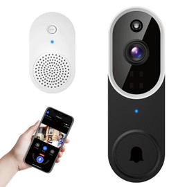 Occuwave 1080P Video Doorbell Camera Wireless with Chime Ringer, Cloud Storage, Live Image, 2-Way Audio, Night Vision, 2.4Ghz WiFi, Indoor Surveillance, Real-Time Alert (White+Black)