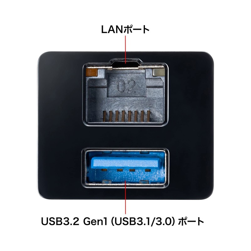 Sanwa Supply USB to 3TCH33BK Gigabit LAN Adapter with USB
