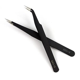 Eyelash Extension 1-set of ESD Black Straight & Curved Tweezers