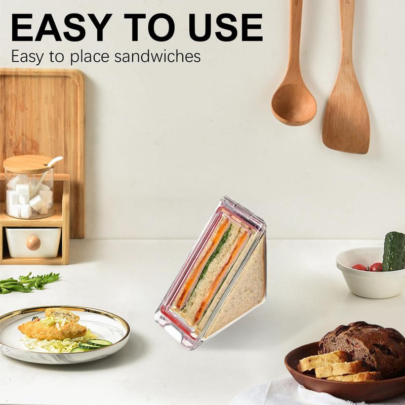 LFCFBH 2 PCS Transparent Sandwich Container, Reusable Triangle Sandwich Container