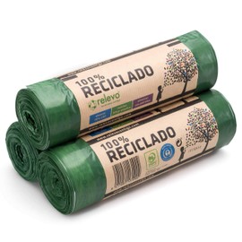 Relevo 100% Recycled Bin Liners, Heavy Duty 30L, 45 Bin Bags