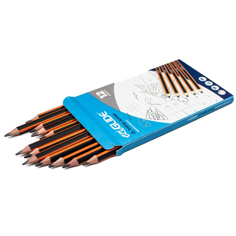 Eziglide TriGrip Jumbo HB Pencils, Pack of 12 Triangular Pencils,
