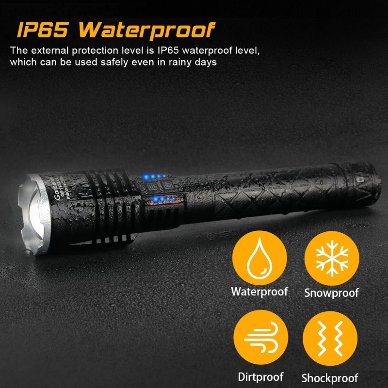 Garberiel 9900000Lumen Super Bright XHP120 LED Flashlight Rechargeable High Powerful