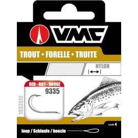 VMC Perfect Forelle rot gebundene Forellenhaken 120cm Vorfach, Größe:10
