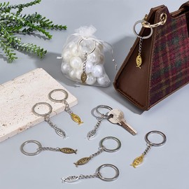 PH PandaHall 30pcs 3 Colors Jesus Fish Keychain 3.15 Inch Keychain Bag Pendant Keychains for Jesus Party Decorations Easter Gifts Wedding Favors Pendant: 1 inch