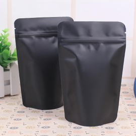 50Pcs Mylar Bags,Resealable Bags Stand Up,Aluminum Foil Ziplock Bags Black Food Bags Zip Seal,Smell Proof Bag,Mylar Bags 3.5 Heat Seal Packaging Baggies for Food Storage(Black, 15x22cm - 50pcs)