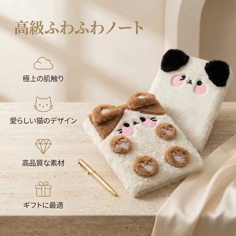 YIBOOOM シール帳 A6 バインダー 女の子向け ふわふわ可愛い動物デザイン シール バインダー付き A6 6穴