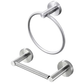 WEIKO Brushed Nickel Toilet Paper Holder Towel Ring,Bathroom Hardware Set Double Post Pivoting Tissue Roll Holder Hand Towel Holder Wall Mounted 2 Pieces Bathroom Hardware Stainless Steel