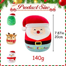 20cm Christmas Santa Plush Pillow Toys,3D Cute Christmas Stuffed Santa Claus Pillow Doll Squishy Cotton Plushies Doll,Super Soft Toy Gift for Kids Kids Collection Home Decoration