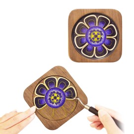 Filigree Enamels Art and Craft Kit, Decor Your Own Wooden Coaster, Blue Flower Coaster Materials Package, DIY Art Kits for Adults