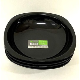 Reusable ECO Unbreakable Colourful Plastic Deep Dinner Plate Set-of-4 - Shatterproof - 100% Food Safe - Perfect for Camping, Indoors, Outdoors, and picnics (Black, Large)