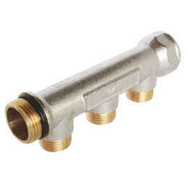 SOMATHERM for You, Distribution Manifold with 3 outlets with Flat Reach 1/2", Male-Female 3/4", Centre Distance 40 mm, O-Ring Sealing, Ideal for Sanitary installations and Heating