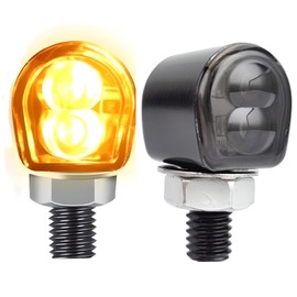 PIENSE Motorcycle Turn Signal LED 2 Pcs Set Small Mini Motorcycle 2W M7 (2 Pieces, Smoke)