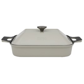 Dr.HOWS Ceramic Non-Stick Coating Square Grill Pan with Lid (Cream)