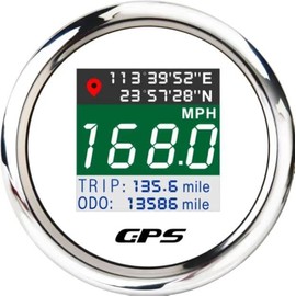 ARTILAURA GPS Speedometer 2-1/16" 52mm Digital Boat GPS Speedometer Gauge MPH Km/h Knot TFT Screen Antenna Odometer for AUTO Car Marine (White)