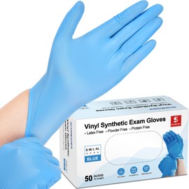 Schneider Schneider Blue Vinyl Synthetic Exam Gloves, XL, Box of 50, 4-mil, Powder-Free, Latex-Free, Non-Sterile, Disposable Gloves