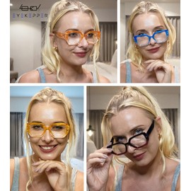 Eyekepper 4-Pack Large Frame Reading Glasses for Women - Fashionable Readers +0.75