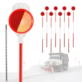 Driveway Markers Reflectors for Driveway Entrance, 48 inch Snow Markers with Easy Install Drill Bit, 8 PCS Reflective Stakes for Plow, Double Side Safety Reflectors on Metal Poles Heavy Duty Anti-Rust