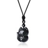 COAI Men's Women's Fox Pendant Black Obsidian Stone Necklace