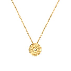 Elli Vintage Sun Coin Necklace 925 Silver