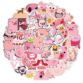 50PCS Kawaii Pink Pig Stickers Pack – Cute & Funny Cartoon Pig Decals, Vinyl Stickers for Laptop, Water Bottles, Skateboards, Phone Cases, Scrapbooks, DIY Crafts – Gift for Teens & Adults