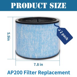 2-Pack AP200 3-in-1 H13 Grade True HEPA Replacement Filters Compatible with Instant AP200 Air Purifier, High Efficiency Activated Carbon Filter, Compare to F200 HEPA Filter