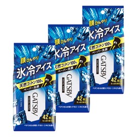 GATSBY Face Paper, Ice Type, Men's, Facial Cleansing Sheet, Value Set, 42 Sheets x 3 Pieces