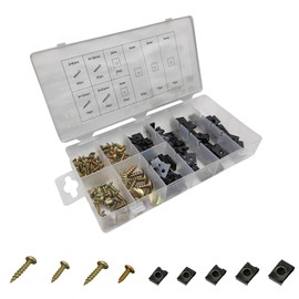 Luminuti 170 Pcs Car U-Clips and Screw, Car Retainer Clips, Automotive U Nut and Screw Clip Replacement Parts for Dash Door Panel Interior