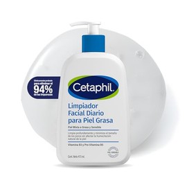 Cetaphil Gel Limpiador Facial Diario Piel Mixta y Grasa Niacinamida 473 ml | Elimina exceso de grasa sin resecar, reduce brillo y poros, remueve maqui