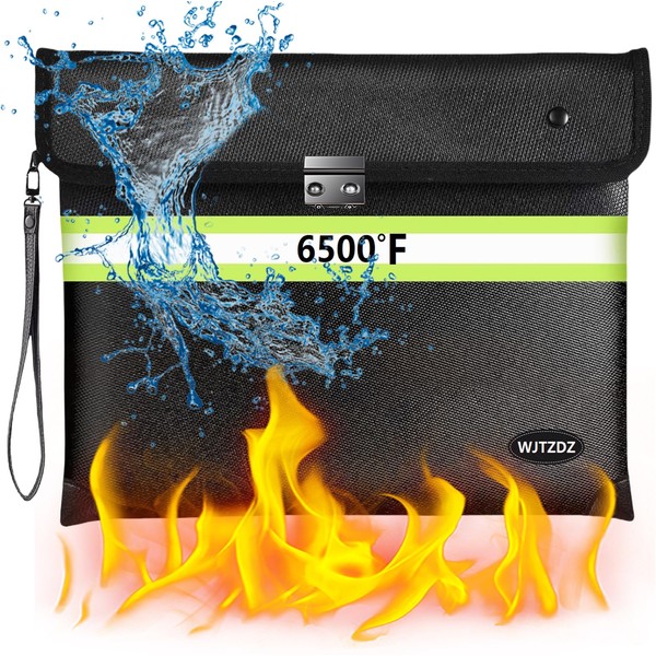 6500°F Fireproof Document Bag with Lock,2025 Upgraded Fireproof/Waterproof Money Bag