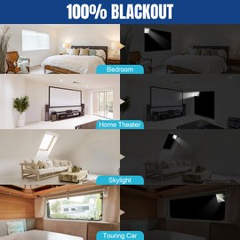 Blackout Blinds 300 x 145 CM, JOMWEN 100% Blackout Curtains for Window, No Drill Portable Blackout Shades Film for Baby Nursery, Bedroom, Dorm Room, or Travel Use, Cut to Any Size