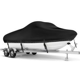 Boat Cover 14-16 ft, Waterproof 900D Heavy Duty Boat Cover, PU Marine Grade Polyester Boat Covers 14-16 ft, Fits Bass, V-Hull, Tri-Hull, Runabout, Jon, Fishing, Trailerable, Beam Width 105 inch