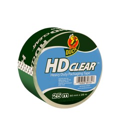 Duck HD Clear Packing Tape | Parcel Tape 1 Roll 50 mm x 25 m, Heavy Duty Packaging Tape Strong for Moving House, Packing Parcels, Cardboard Boxes & Carton Packaging Tape