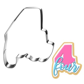 LUBTOSMN Large Number Four Cookie Cutter with Word-4 Inch-Diswasher Safe-#4 Fondant Cookie Cutter Shape