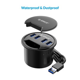 ORICO Desk Grommet, 4 Port USB 3.0 Hub, 5Gbps Data Transmission with 4.9ft Cord for Diameter 2.36" or 60MM Hole, Office Accessories, for PC, Flash Drive, HDD Enclosure and Other USB Devices